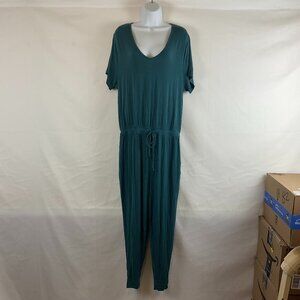 Knix Jumpsuit L Blue-Green V-Neck Short Sleeve Elastic Waist Jogger
